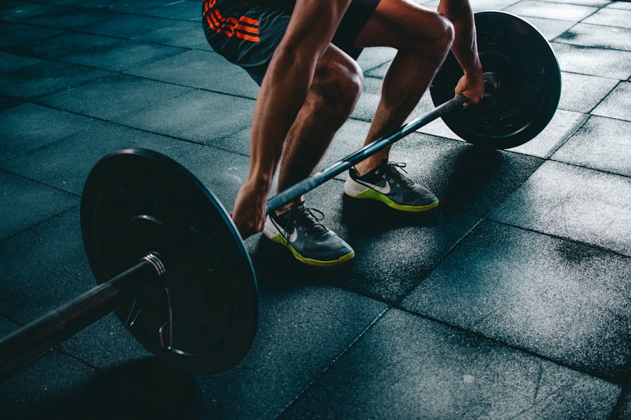 Moody low-light gym interior